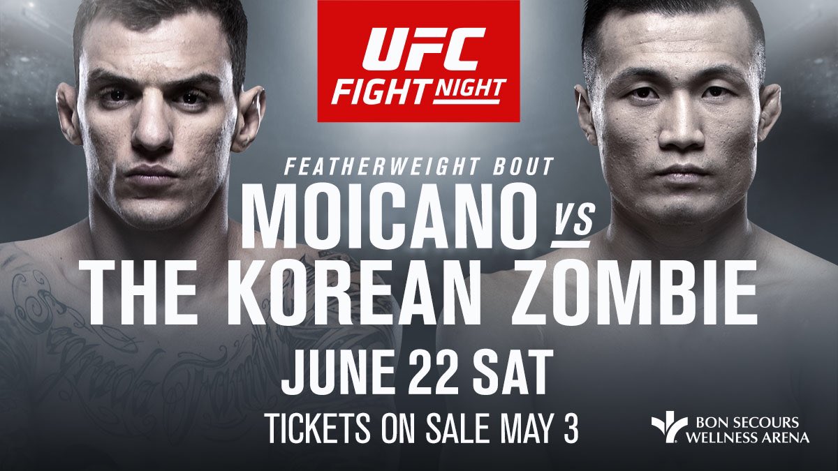 Renato Moicano vs. Korean Zombie sẽ diễn ra tại UFC Greenville trong tháng 6
